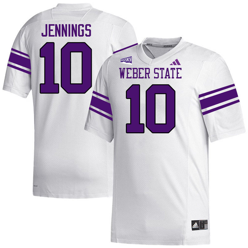 Weber State Wildcats #10 Dijon Jennings College Football Jerseys,Uniforms Stitched-White